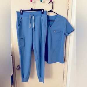 Figs Scrubs Set, ceil blue (Catarina One-Pocket top & Zamora Jogger pants)